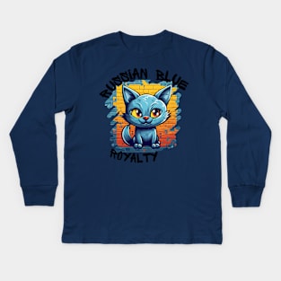 Russian Blue Royalty Graffiti Kids Long Sleeve T-Shirt